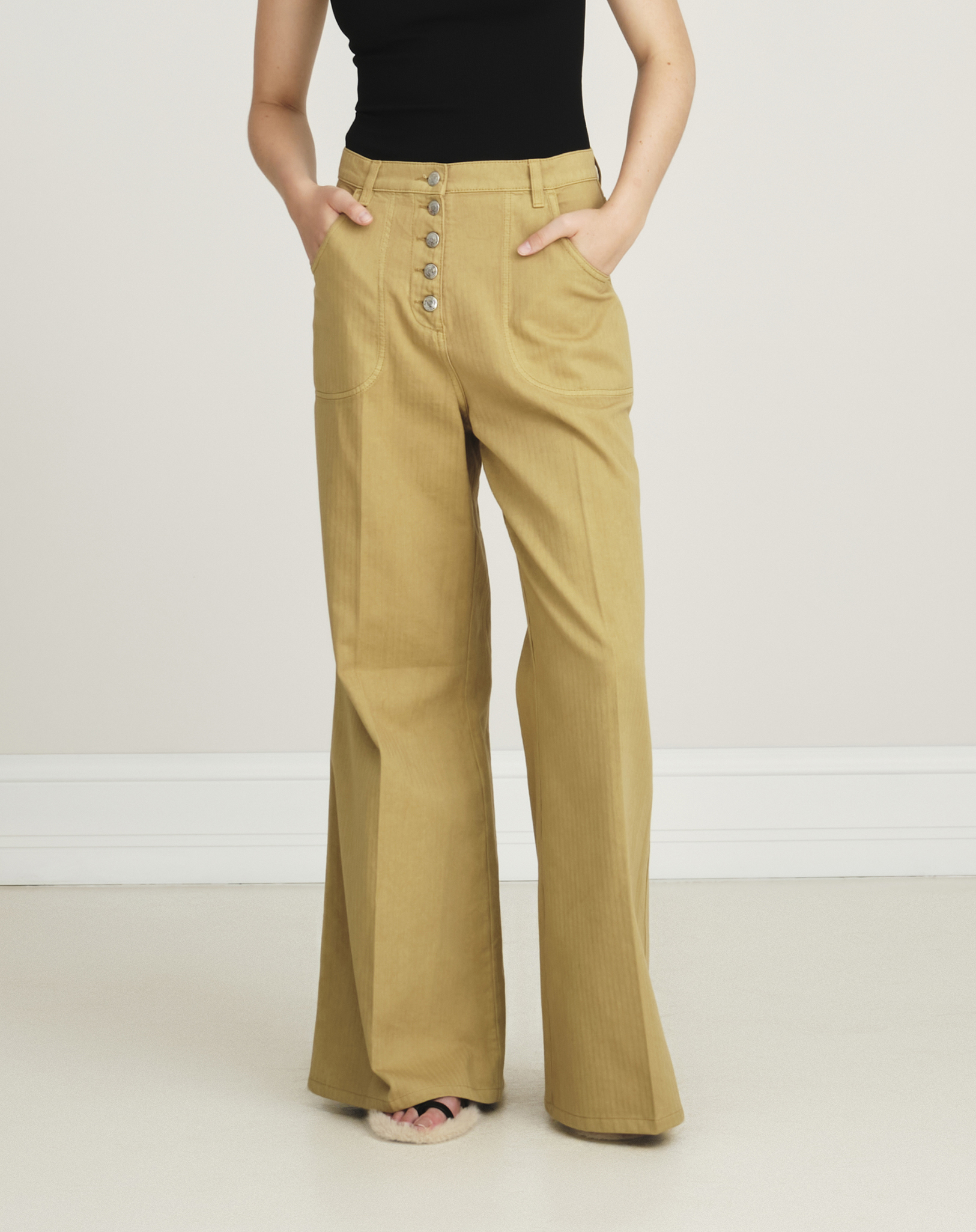 Etro - Khaki Green High Waisted Flared Jeans 30